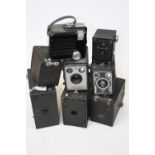 A collection of boxed cameras, to include Kodak Brownie Hawkeye, Brownie No.2A, Erosign boxed camera
