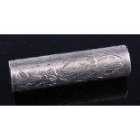 A continental white metal engraved lipstick case, 5cm