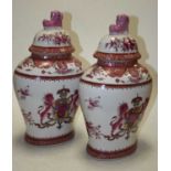 A pair of reproduction armorial jars and covers, each 42cm high