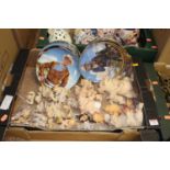 A box containing a collection of Thai resin Pig Tales models of pigs; together with a collection