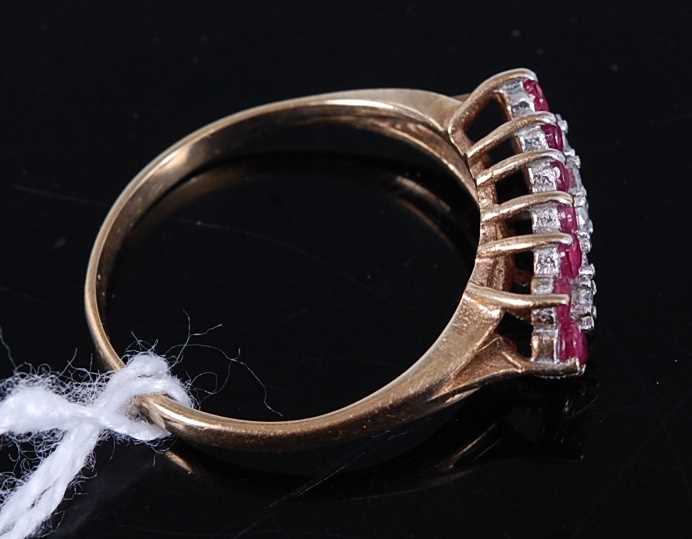 A 9ct gold ruby and diamond point set dress ring, 2.2g, size O/P - Image 3 of 3