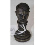 A reproduction desk seal, surmounted by a bust of Hitler, on a fluted column and stepped base, h.
