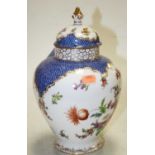 A 20th century Dresden porcelain jar and cover with floral decoration, 27cm high