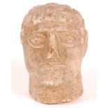 A marble portrait head, carved as a Roman male, 1st/2nd century style, h.13cm.Condition report: