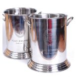 A pair of reproduction plated wine coolers, each inscribed Louis Roederer, h.24cm