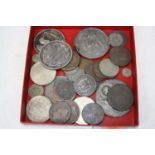 A collection of assorted 19th century and later coins and medals to include silver plated Suffolk