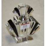 An Art Deco style black and clear glass fan shaped scent bottle and stopper, height 12cmCondition