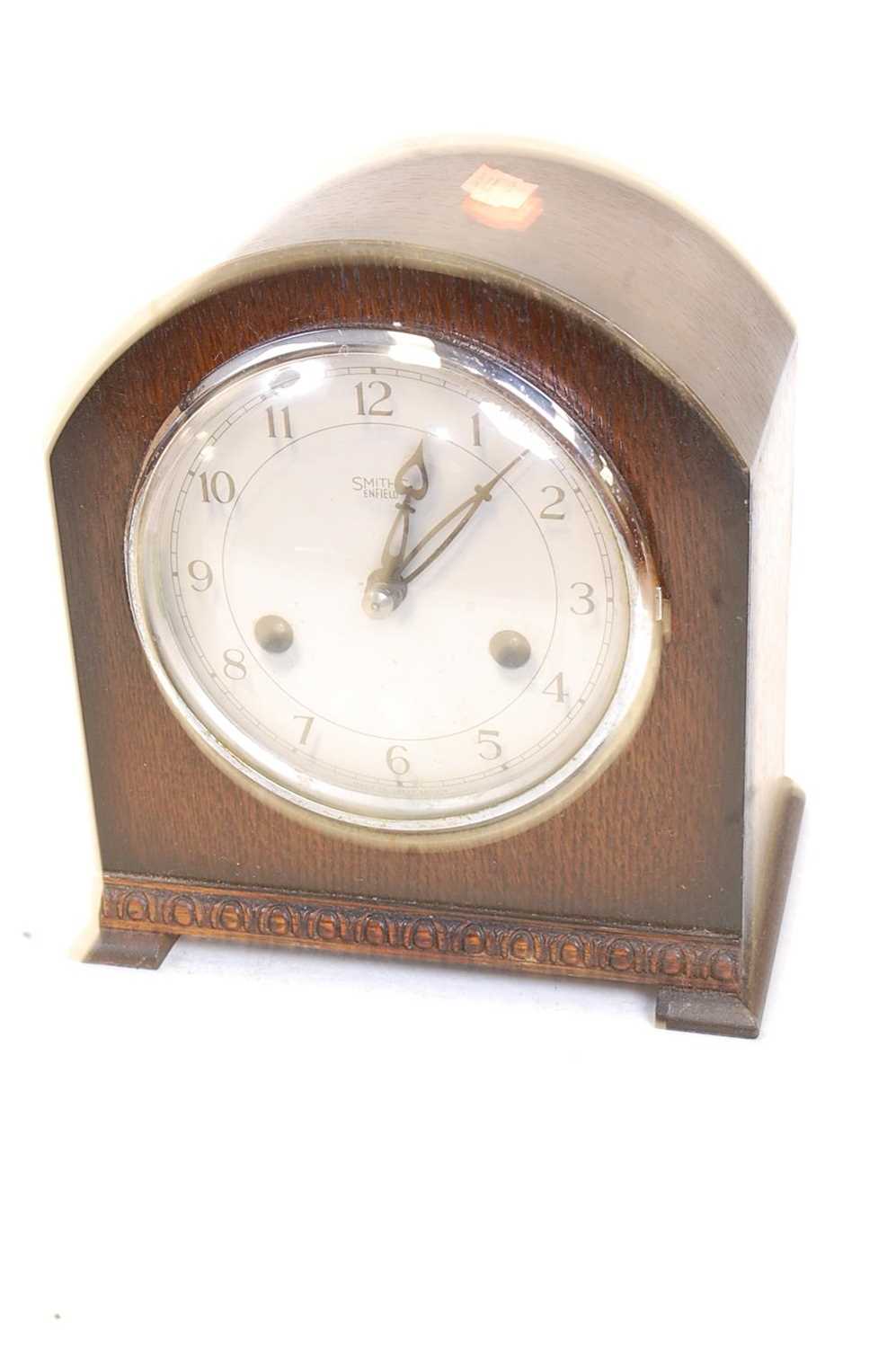 A 1930s bakelite cased eight-day mantel clock, the silvered dial showing Arabic numerals and - Image 10 of 10