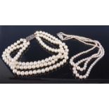 A 1950s Rosita faux pearl double string necklace, together with one other faux pearl necklace and