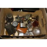 A collection of miscellaneous items to include a cased pair of silver backed and brushes, needlework