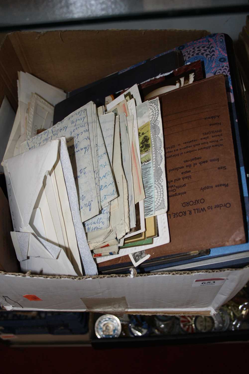 A box of miscellaneous items, to include various photographs, Art Nouveau postcard book, postcards - Image 2 of 3