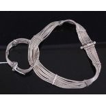 An African white metal seven-string choker; together with a matching bracelet, 186g (2)
