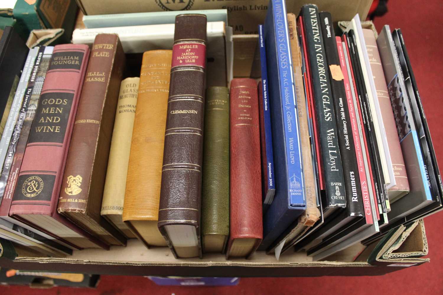 A collection of antique reference books and auction catalogues, mainly related to antique drinking