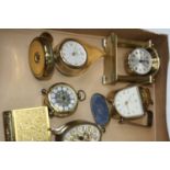 A collection of assorted modern brass and perspex cased mantel clocks