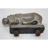 A 20th century car mascot in the form of a hippopotamus, length 10cm