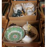 Two boxes containing a collection of ceramics, to include a Chinese Republic period porcelain bowl