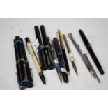 A Conway Stuart 28 fountain pen, having a 14ct gold nib; together with various other fountain pens