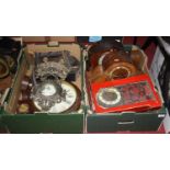 Two boxes of miscellaneous clocks and clock parts to include Art Deco examples