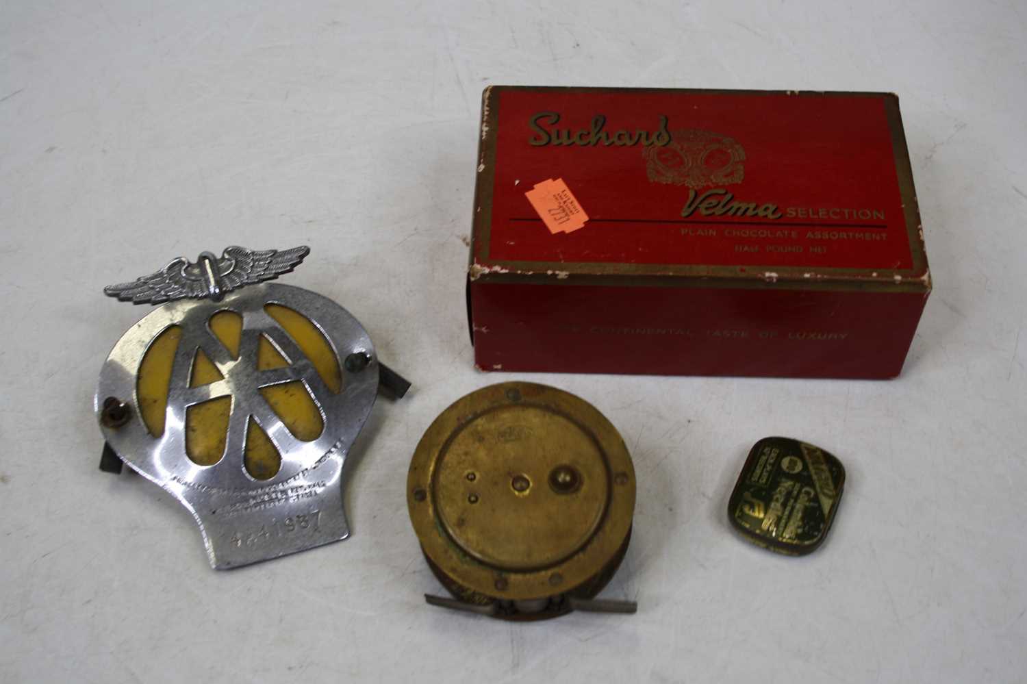 A box of miscellaneous items, to include modern bisque head doll, child's Vulcan tinplate sewing - Image 2 of 3