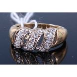 A modern 9ct gold CZ set dress ring, 3g, size P