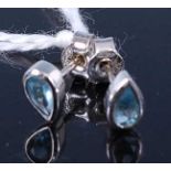 A pair of 9ct white gold and aquamarine set ear studs, 5 x 3mm, 0.8g