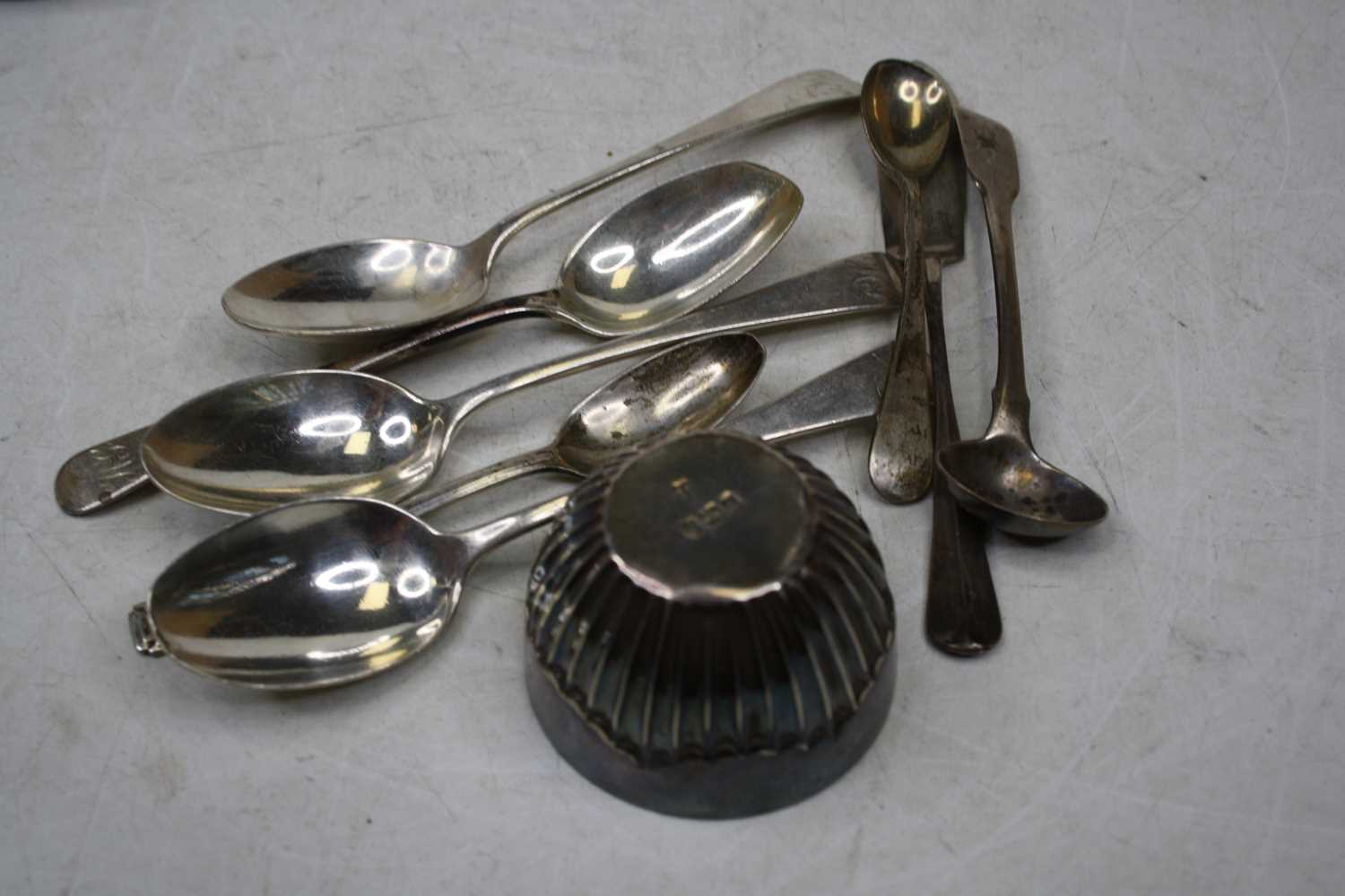 A set of six mid-20th century silver teaspoons, in fitted leather case; together with various - Image 4 of 5