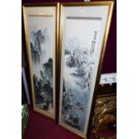 A pair of 20th century Japanese school mountain scene colour prints, each signed in script with