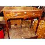 A 19th century mahogany single drawer side table, raised on square tapering supports, w.92cm