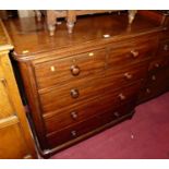 A mid-Victorian mahogany round cornered chest of two short over three long drawers, width 107cm