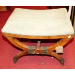 A contemporary mahogany X-frame dressing stool in the French taste, with upholstered top, w.52cm