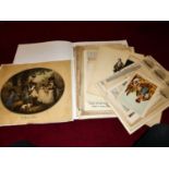 A folio of unframed engravings, to include military and nautical interest