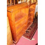 A modern pine round cornered open bookshelf, width 146cm