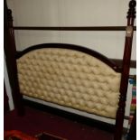 A mahogany and floral buttoned, padded and upholstered super-kingsize headboardCondition report: