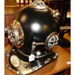 A reproduction US Navy model deep-sea diving helmet, chromed metal, h.42cm
