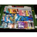 One box of mainly modern carded Hot Wheels models, to include Dinky examples (approx 45)