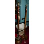 Two walnut standard lamps, one with reeded column (2)