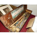A Jaques vintage croquet set, in original pine box