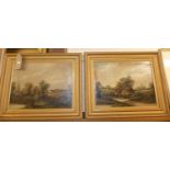 R Percy - Pair; Landscape scenes, oil on canvas, each signed lower left, 37 x 50cm