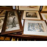 Assorted pictures and prints to include commemorative engraving, topographical views, etc (7)
