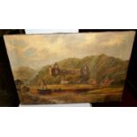 Late 19th century English school - Tintern Abbey on the River Wye, oil on canvas, 35 x 53cm