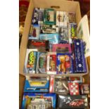 Three boxes of mostly boxed mixed modern diecast model vehicles, to include a box of Lledo,