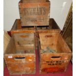 Five various pine vintage beer boxes, to include Truman's Ales and Watney Mann Ales