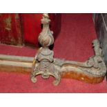 A circa 1900 French bronzed metal fire curb, w.149cm, d.31cm