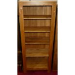 A contemporary light oak freestanding open bookshelf, width 71cm