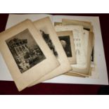 A folio of unframed topographical engravings, seascapes, views, plans etc