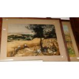 After Vincent Van Gogh - landscape scene, lithograph, and one other (2)