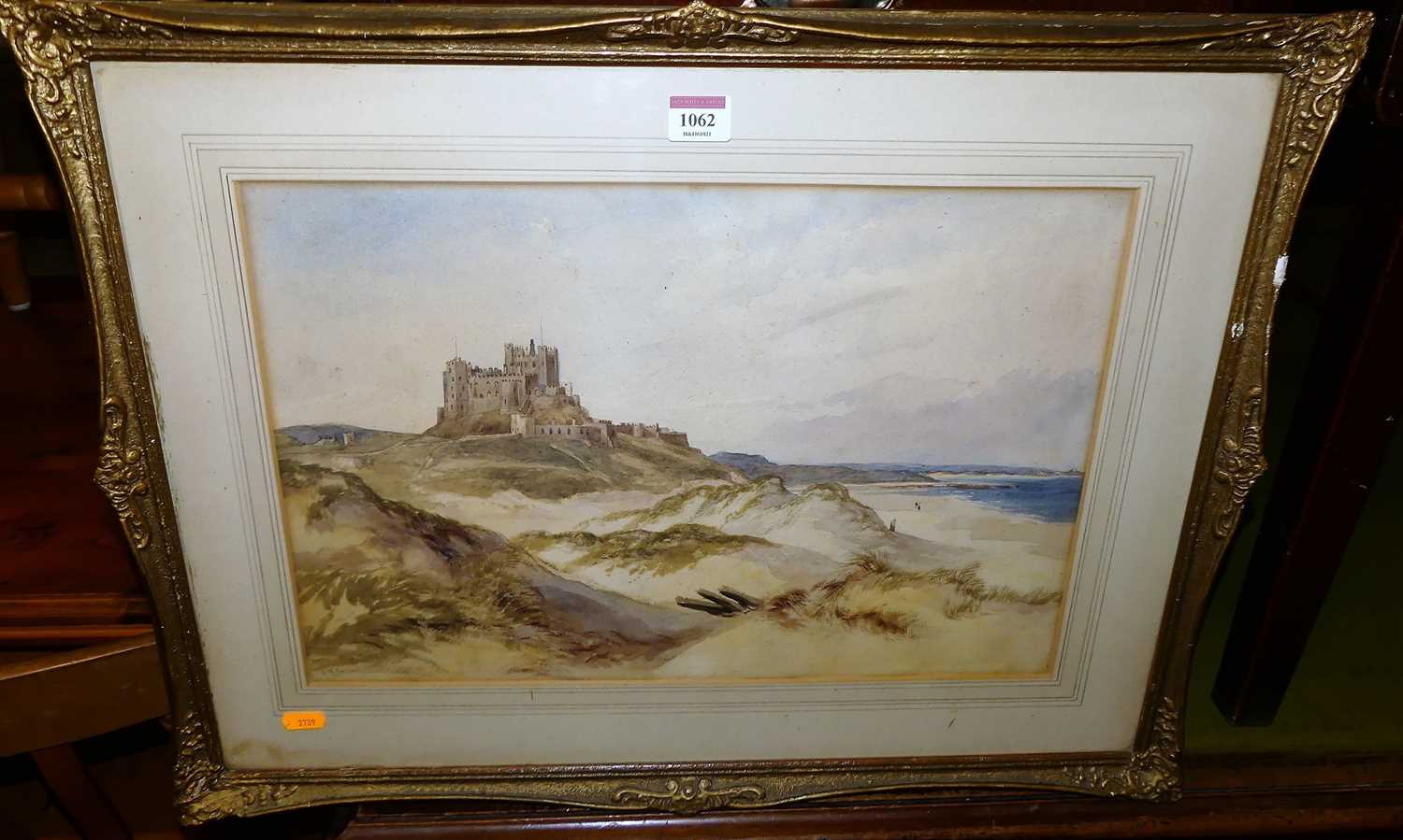 John Wilson Carmichael (1800-1868) - Bamburgh Castle, watercolour, signed and titled lower left,