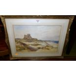 John Wilson Carmichael (1800-1868) - Bamburgh Castle, watercolour, signed and titled lower left,