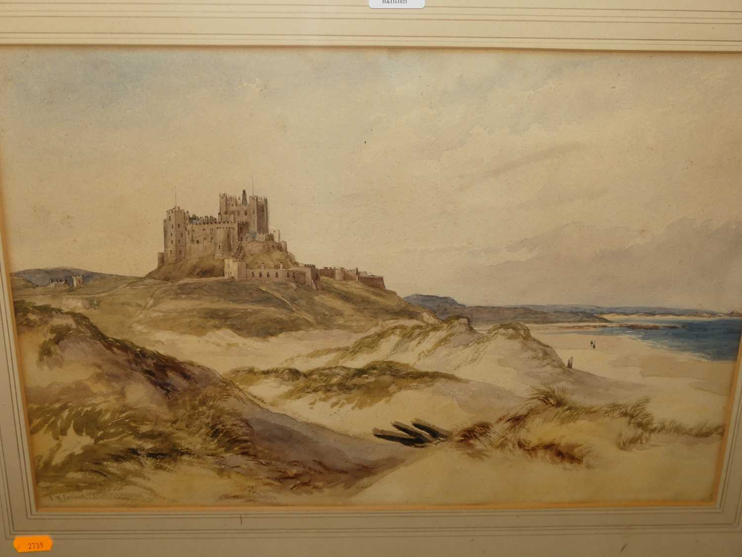 John Wilson Carmichael (1800-1868) - Bamburgh Castle, watercolour, signed and titled lower left, - Image 2 of 3