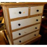 A modern pine and part white painted chest of two short over three long drawers, width 85cm